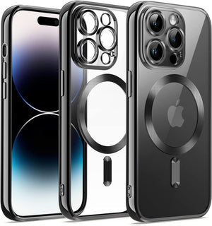 Case iPhone clear Full camera lens protection, compatible with MagSafe wireless charging
