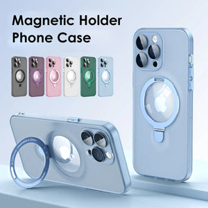 Magnetic Ring Holder Case For iPhone Convex Lens Glass Lens Film Stand TPU Frame Bracket Matte Cover