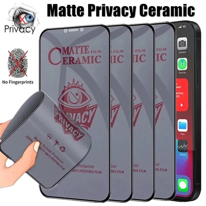 1-4Pcs Matte Ceramic Privacy Screen Protector for iPhone 14 PRO MAX 7 8 14 Plus Anti-spy Film for iPhone 11 12 13 15 Pro XS Max