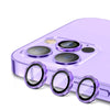 iPhone 15 Pro Max Glitter Diamond Camera Lens with HD Tempered Glass - Púrpura