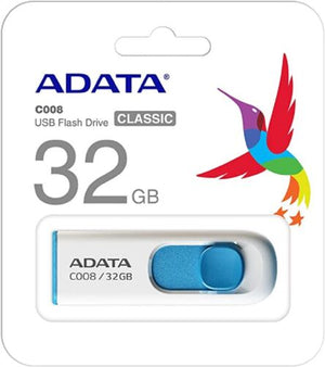 ADATA C008 32GB USB 2.0 Retractable Capless Flash Drive, (AC008-32G-RWE)