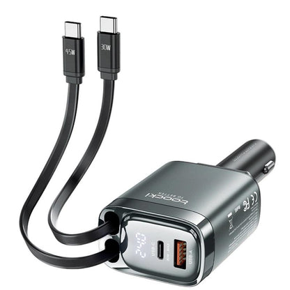PD USB C+C+A Car Charger with Display (105W)