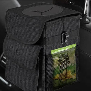 Car Trash Can 2.8 Gal - Leakproof, Foldable, Portable with Organizer & Hanging Bags - Perfect for Traveling