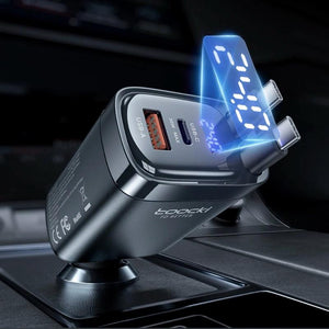 PD USB C+C+A Car Charger with Display (105W)