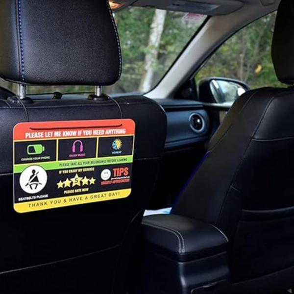 "Five Star Tip Sign for Uber, Lyft & Taxi Drivers – Boost Earnings Today"