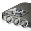 iPhone 15 Pro Max Glitter Diamond Camera Lens with HD Tempered Glass - Negro