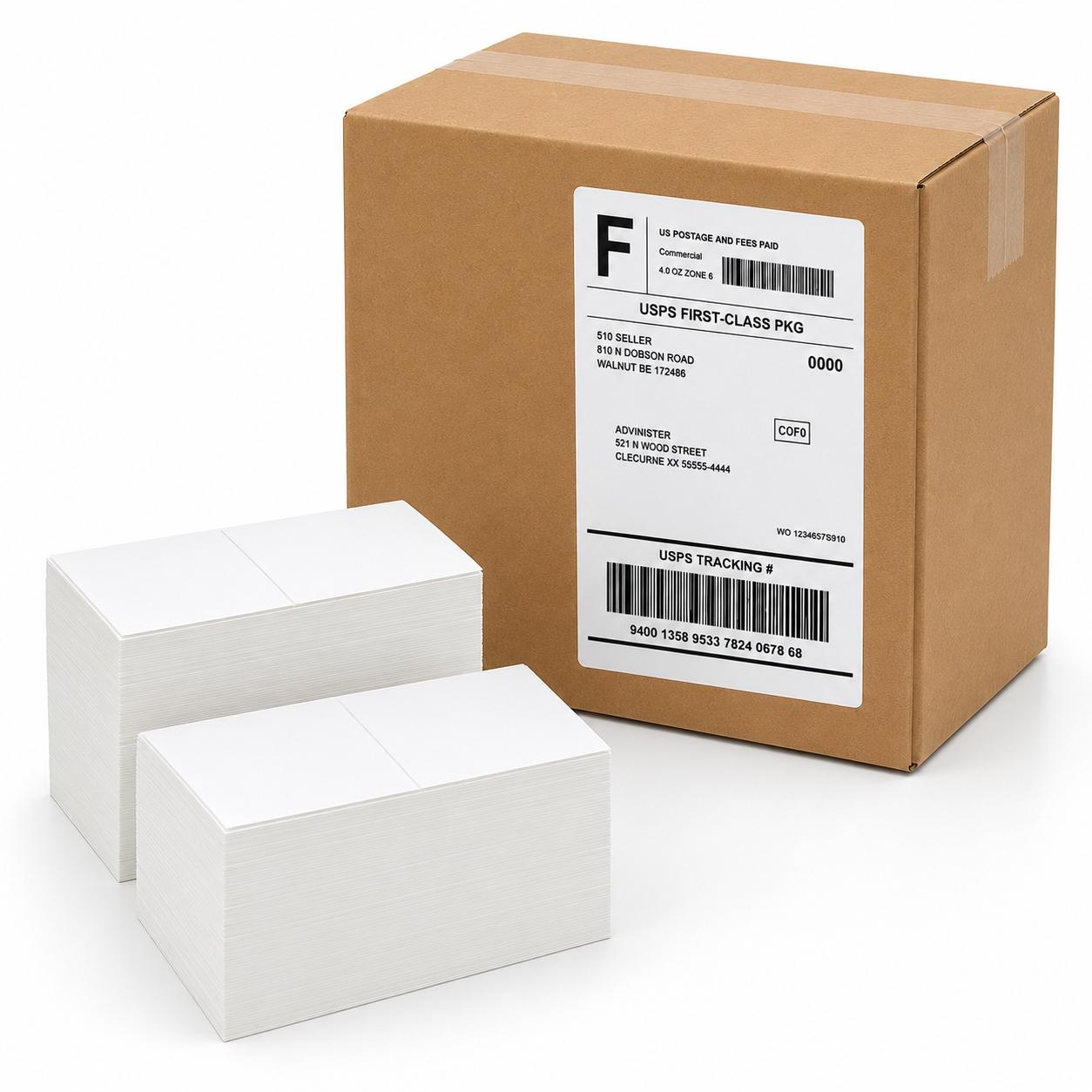 4" x 6" Direct Thermal Fanfold Shipping Labels, Strong Adhesive, Smudge Resistant, Easy Feed, Clear Printing
