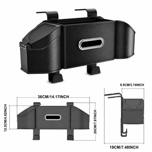 Car Backseat Organizer with Foldable Tray, Tissue Holder, Dual Cup Holders, Phone Holder, Storage Pockets, Back Seat Organizer for SUV, Truck & Car