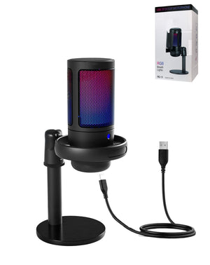 Wired RGB Desktop Microphone for PC – USB Computer Mic for Gaming, Streaming & Content Creation